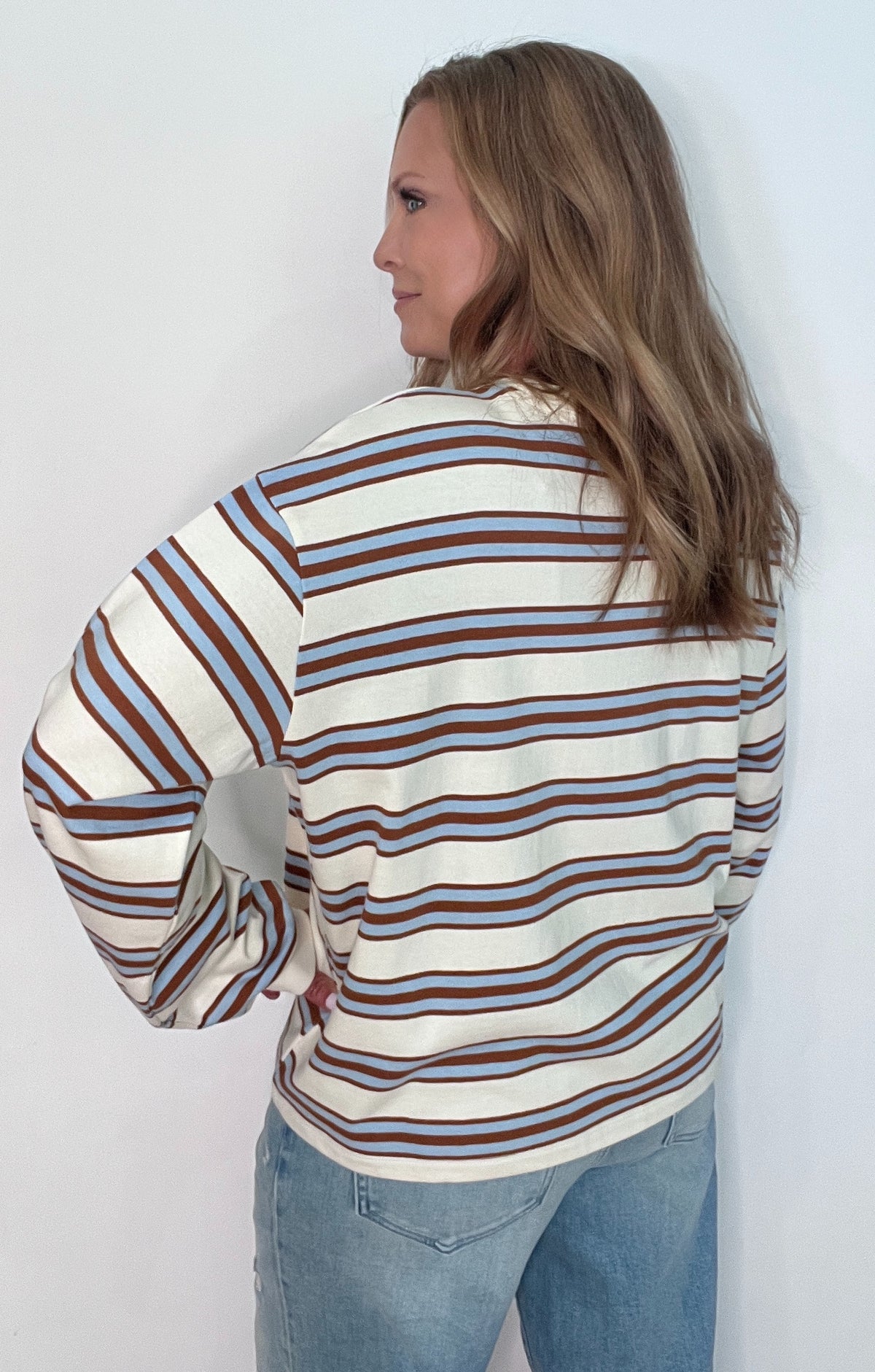 Bayview Cotton Pullover-Blue/Camel