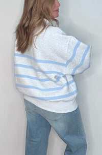 Piper Collared Sweater-Grey/Blue
