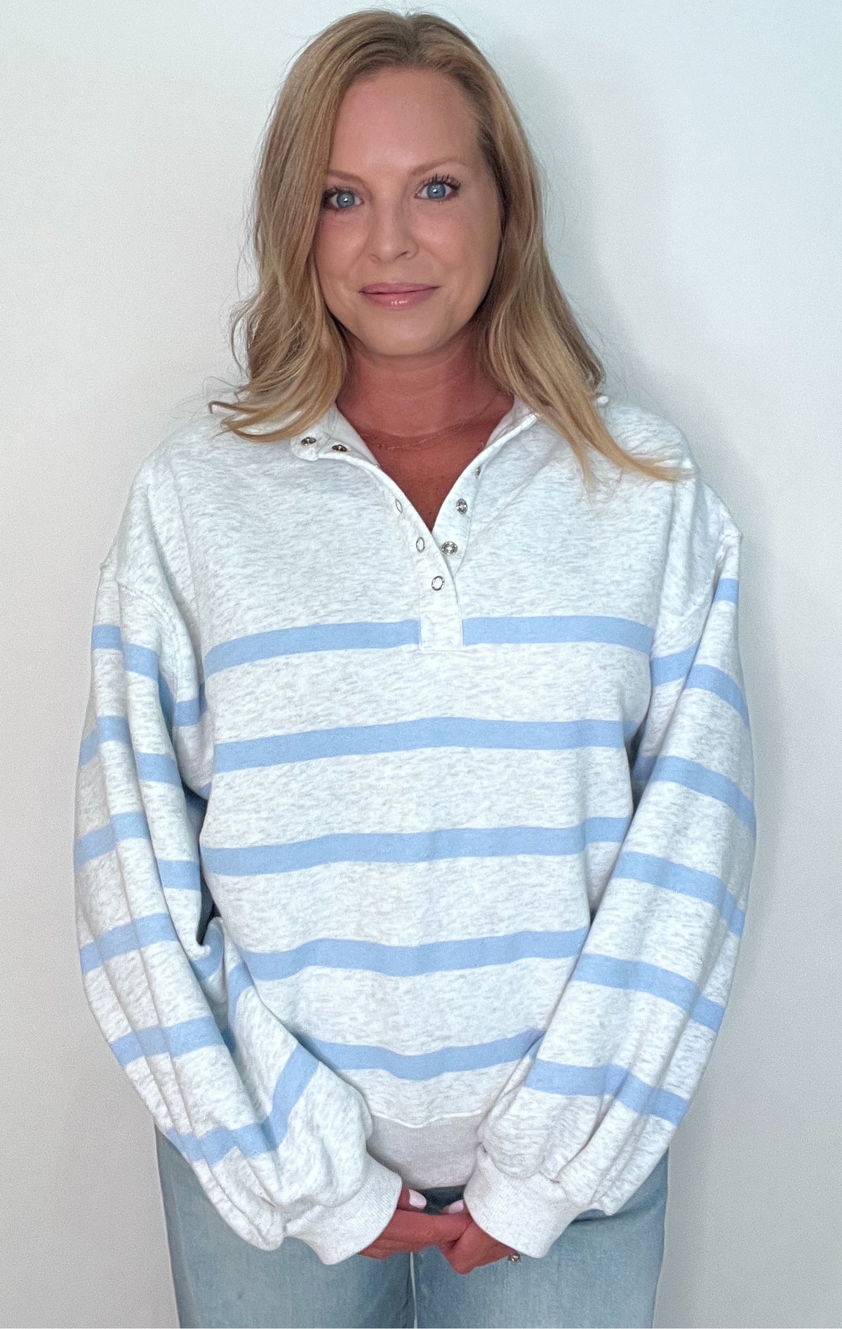 Piper Collared Sweater-Grey/Blue