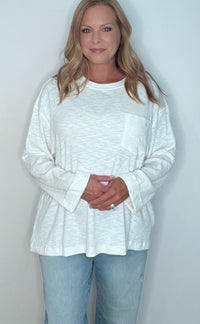 Frankie Ribbed Pullover-White