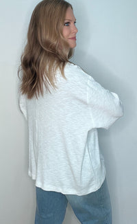 Frankie Ribbed Pullover-White