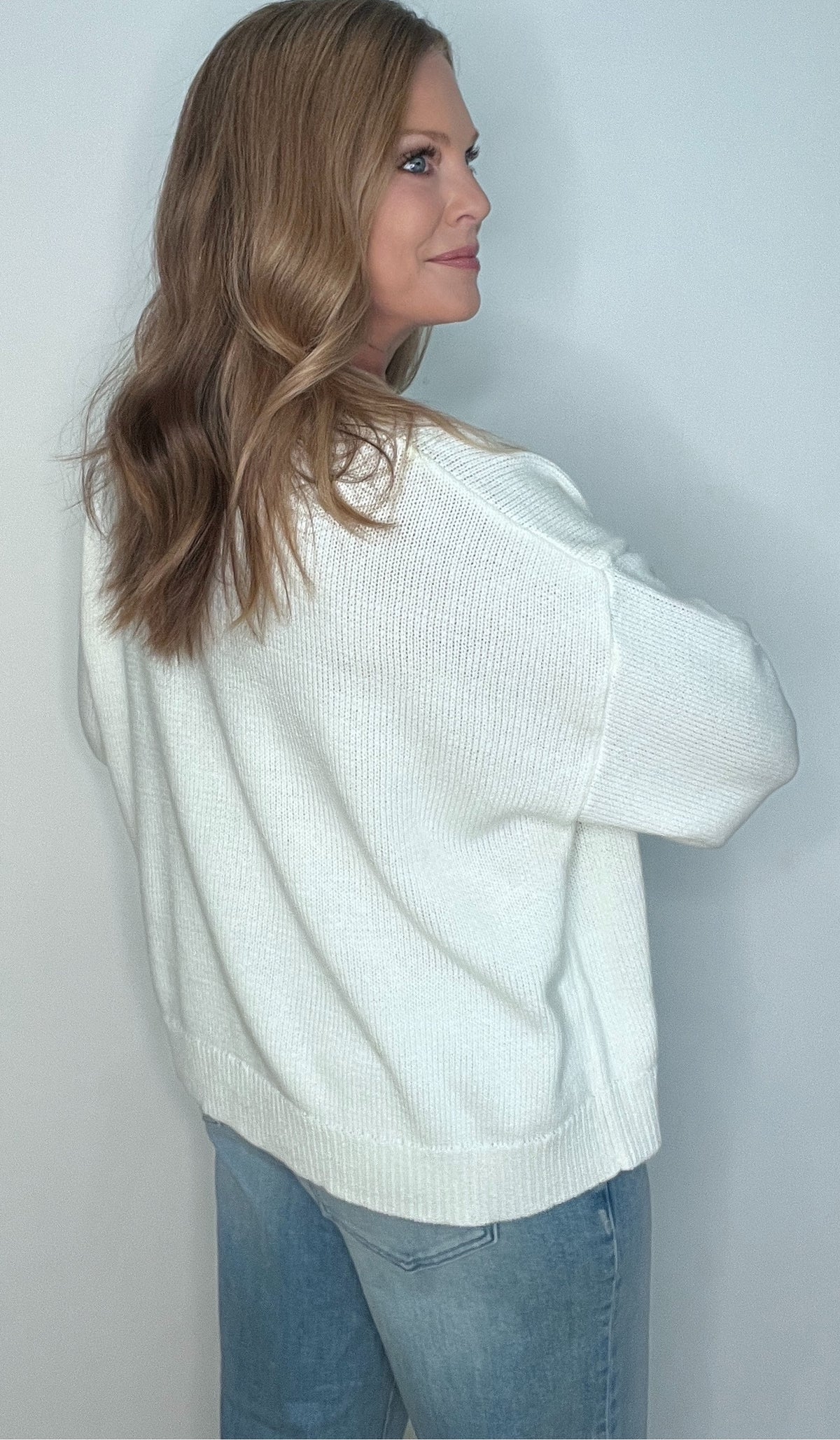 Coastal Catch Sweater-Ivory/Blue