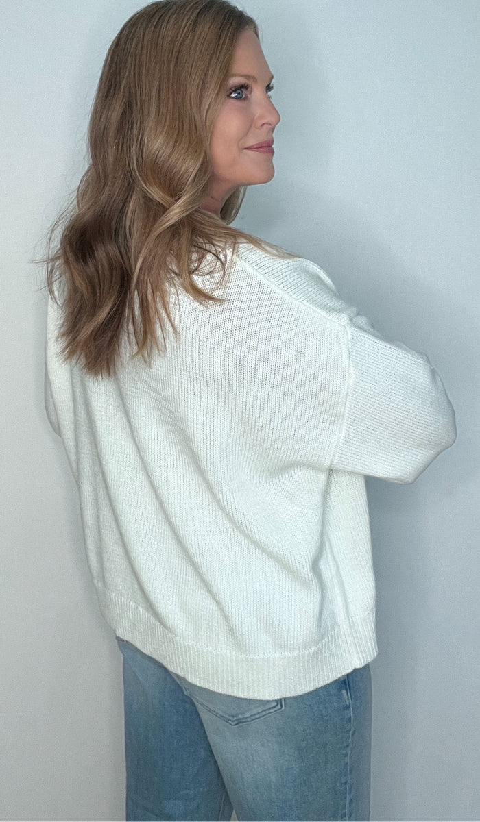 Coastal Catch Sweater-Ivory/Blue