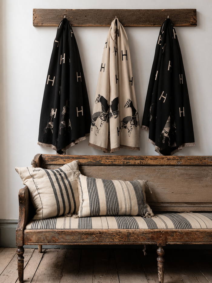 Heritage Reversible Scarf-Black/Cream