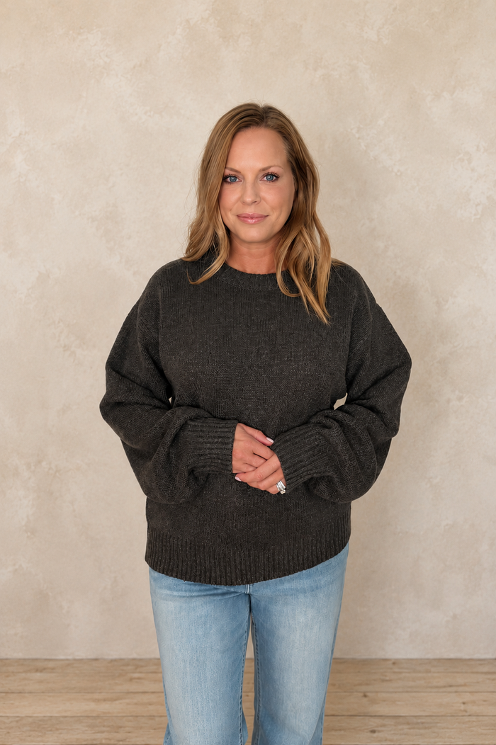 The Stable Sweater-Charcoal Brown