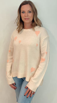 Falling In Love Sweater-Natural/Pink -Final Sale