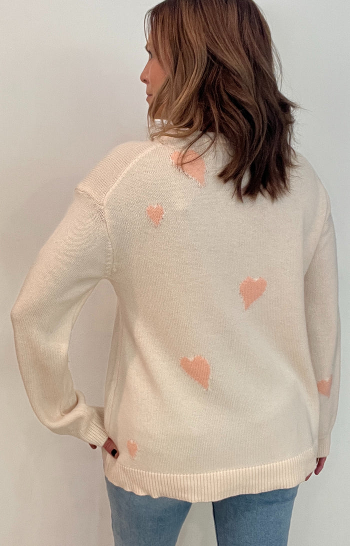 Falling In Love Sweater-Natural/Pink -Final Sale