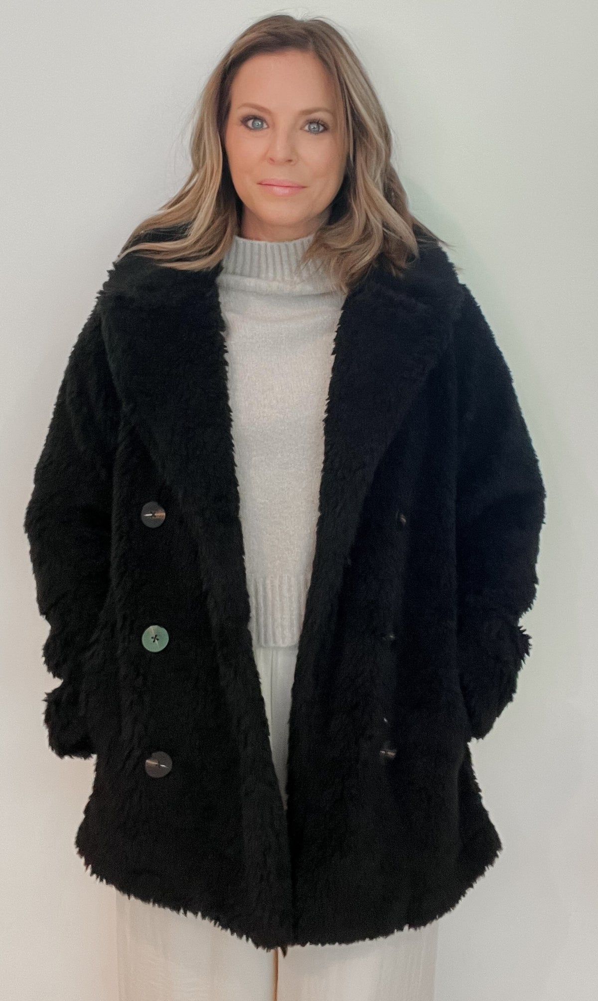 Teddy Sherpa Pea Coat -Final Sale