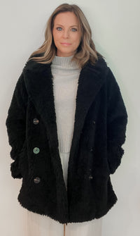 Teddy Sherpa Pea Coat -Final Sale