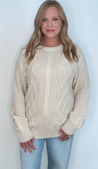 Nantucket Cable Knit Sweater-Natural