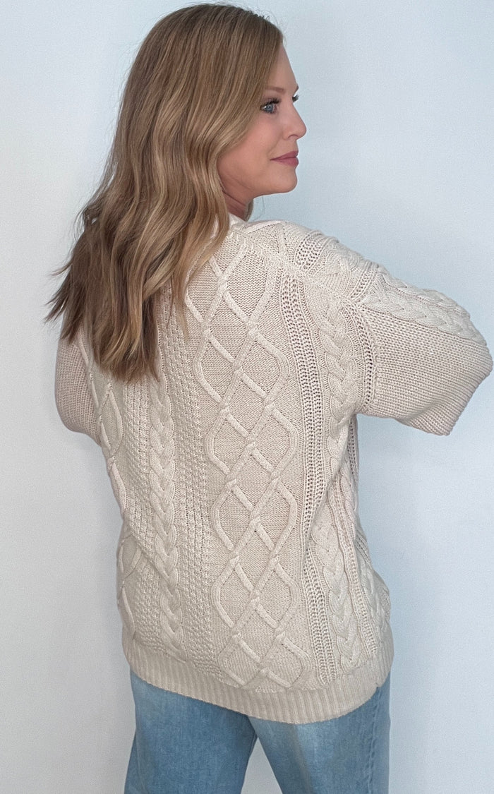 Nantucket Cable Knit Sweater-Natural