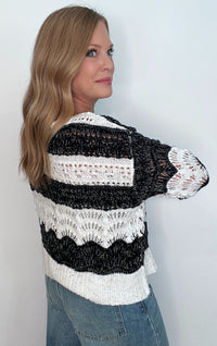 Coastal Breeze Sweater-Cream/Black