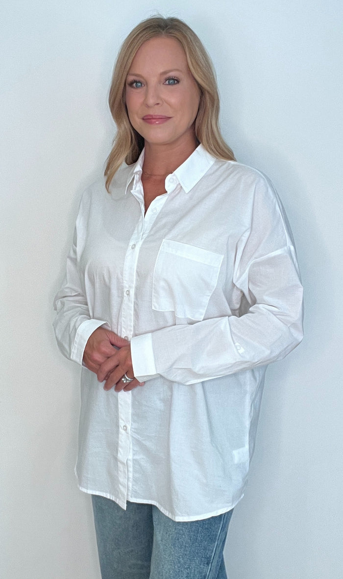 The Harbor Cotton Button Down-White
