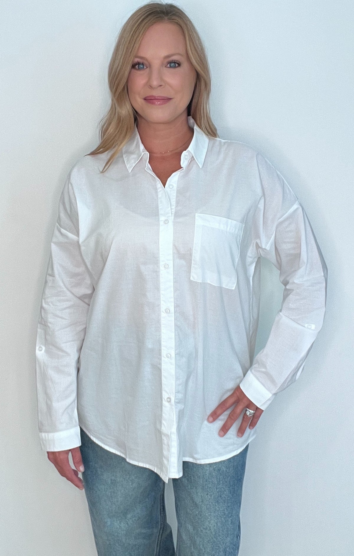 The Harbor Cotton Button Down-White
