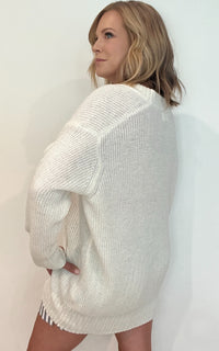 Bennie V Neck Sweater-Ivory-Final Sale