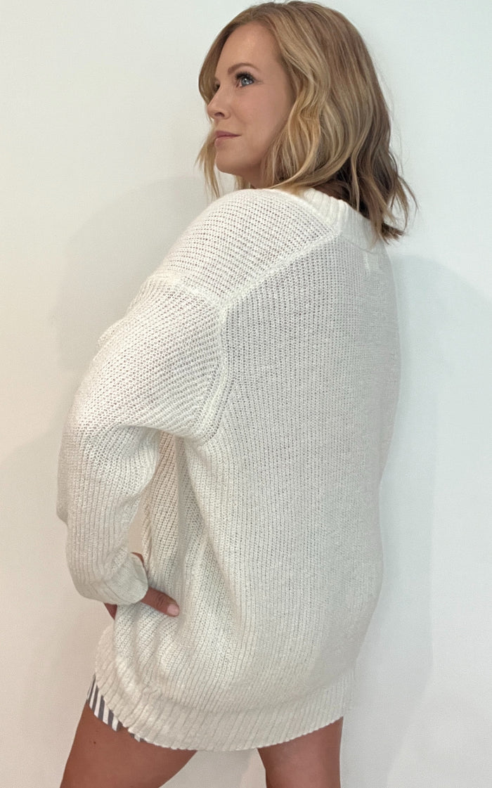 Bennie V Neck Sweater-Ivory-Final Sale