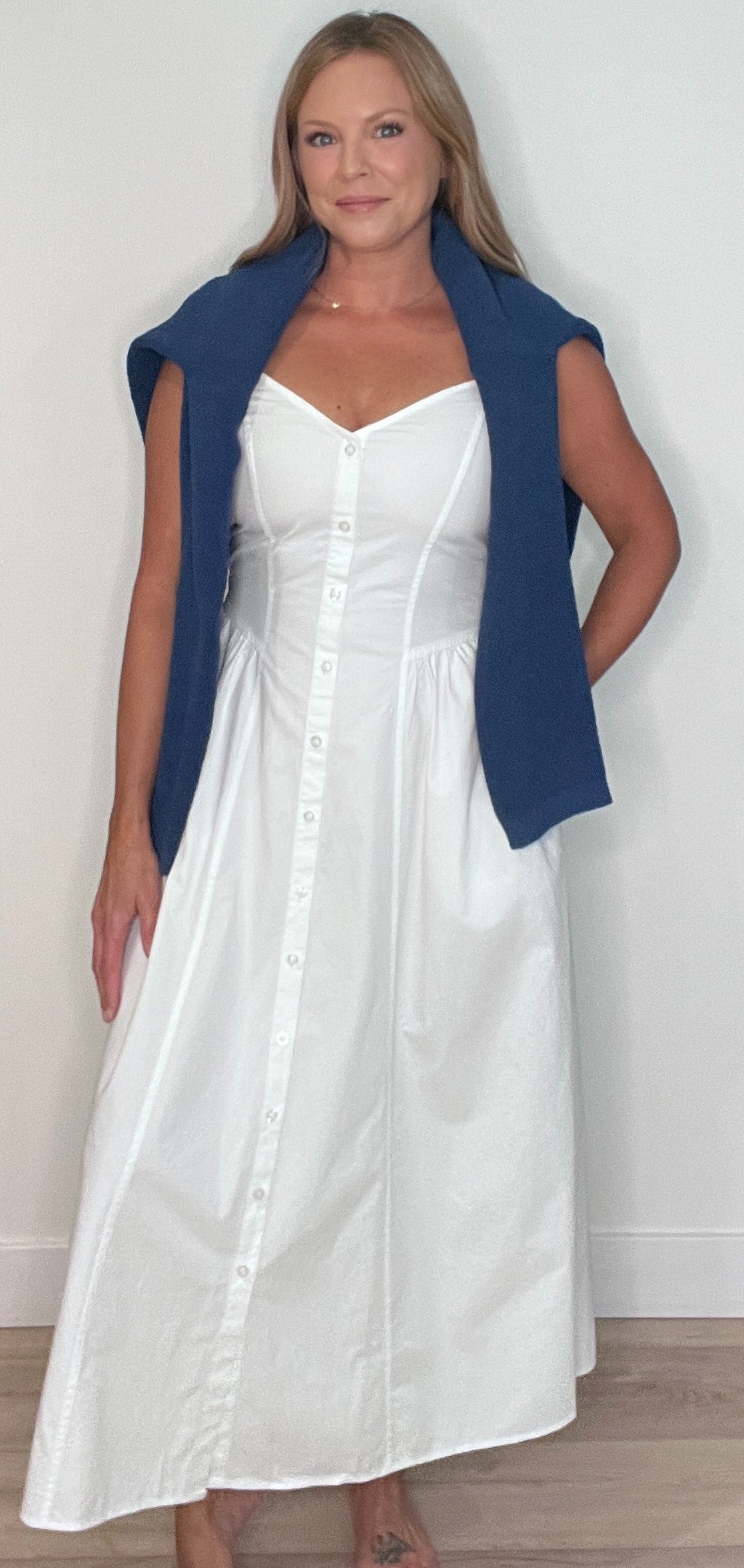 Salt Air Cotton Midi Dress-White