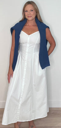 Salt Air Cotton Midi Dress-White
