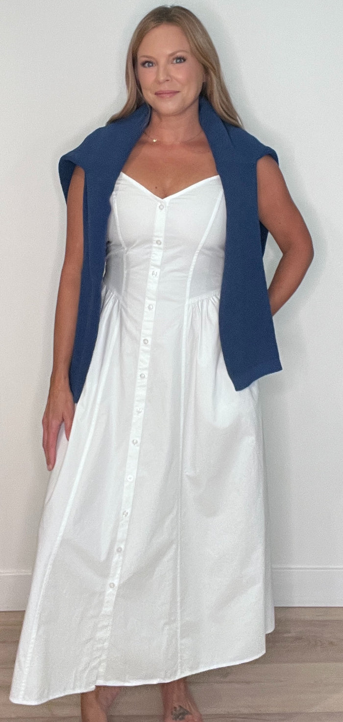 Salt Air Cotton Midi Dress-White