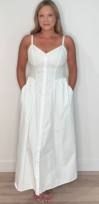 Salt Air Cotton Midi Dress-White