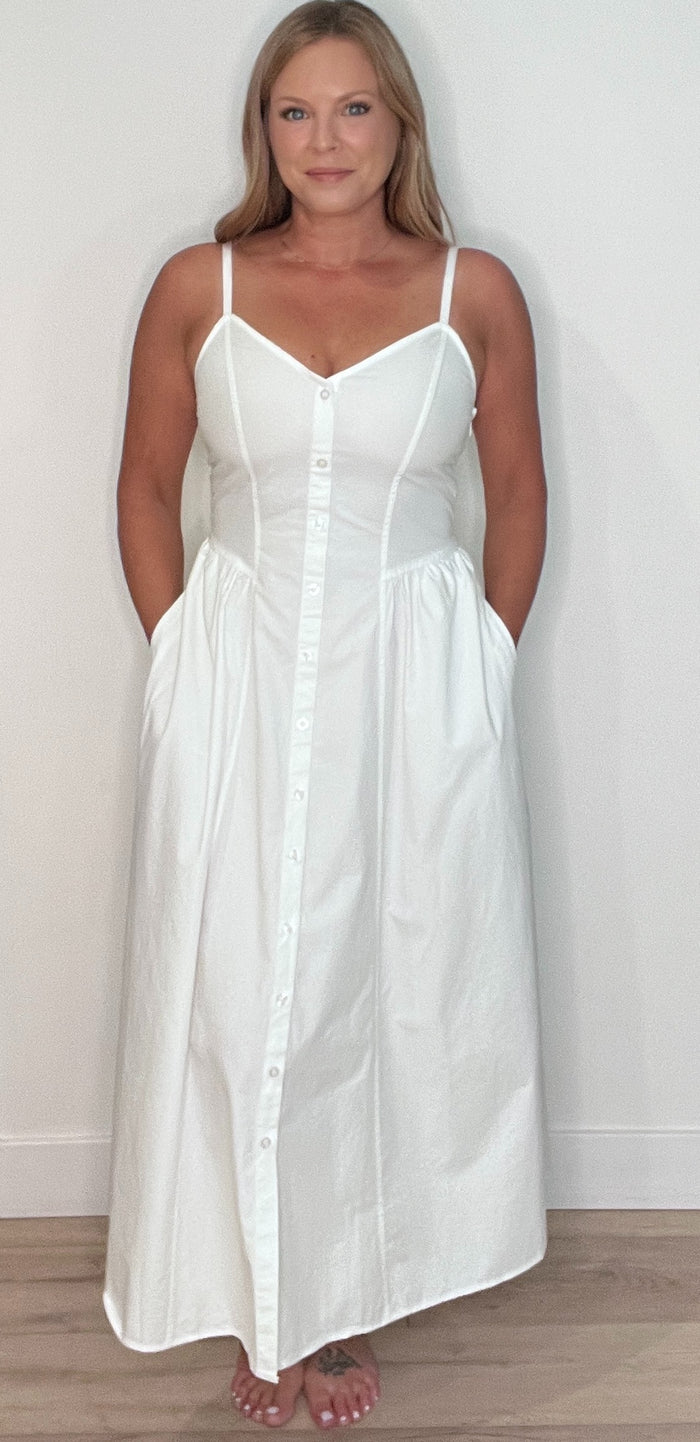 Salt Air Cotton Midi Dress-White