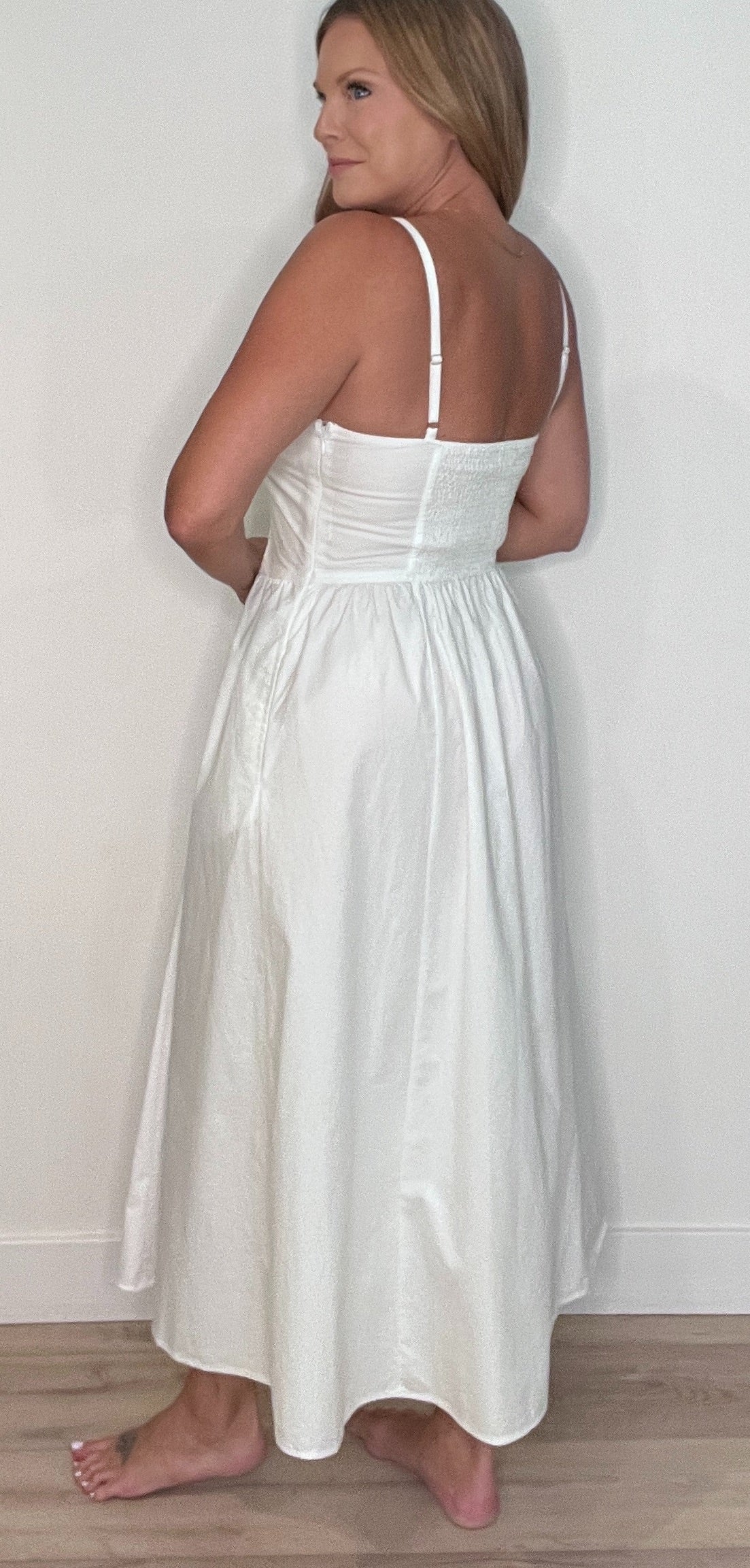 Salt Air Cotton Midi Dress-White