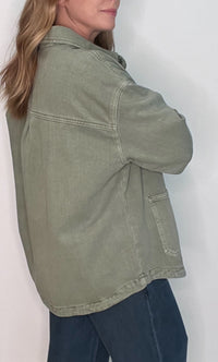 Olive Grove Denim Jacket-Olive