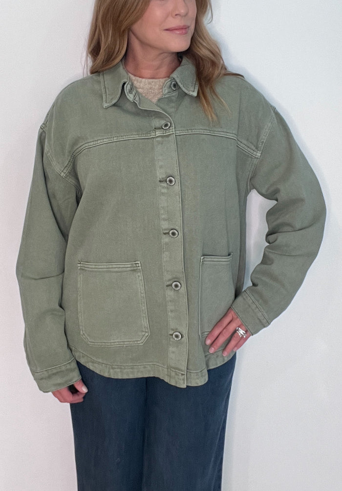 Olive Grove Denim Jacket-Olive
