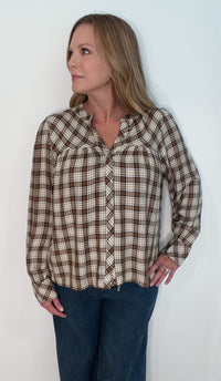 Hadley Plaid Top-Brown/Cream
