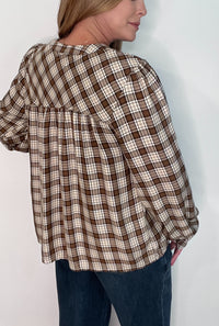 Hadley Plaid Top-Brown/Cream