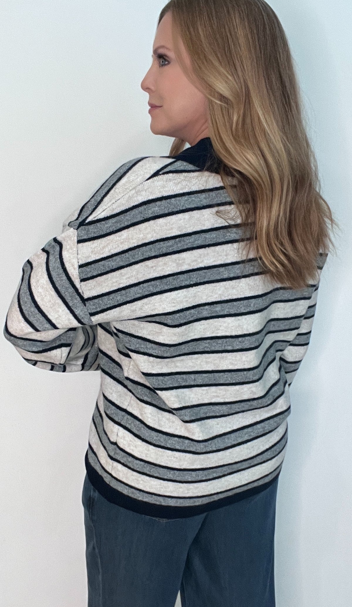 Ellis Stripe Sweater-Oatmeal/Navy