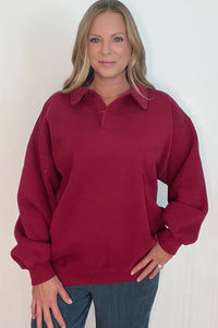 Saturdays Collar Cotton Sweatshirt-Merlot