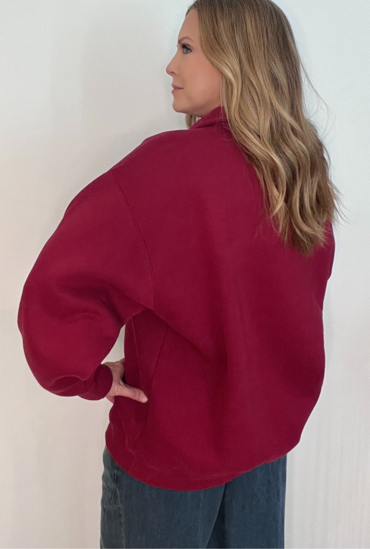 Saturdays Collar Cotton Sweatshirt-Merlot