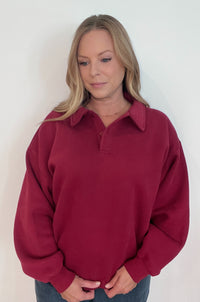 Saturdays Collar Cotton Sweatshirt-Merlot