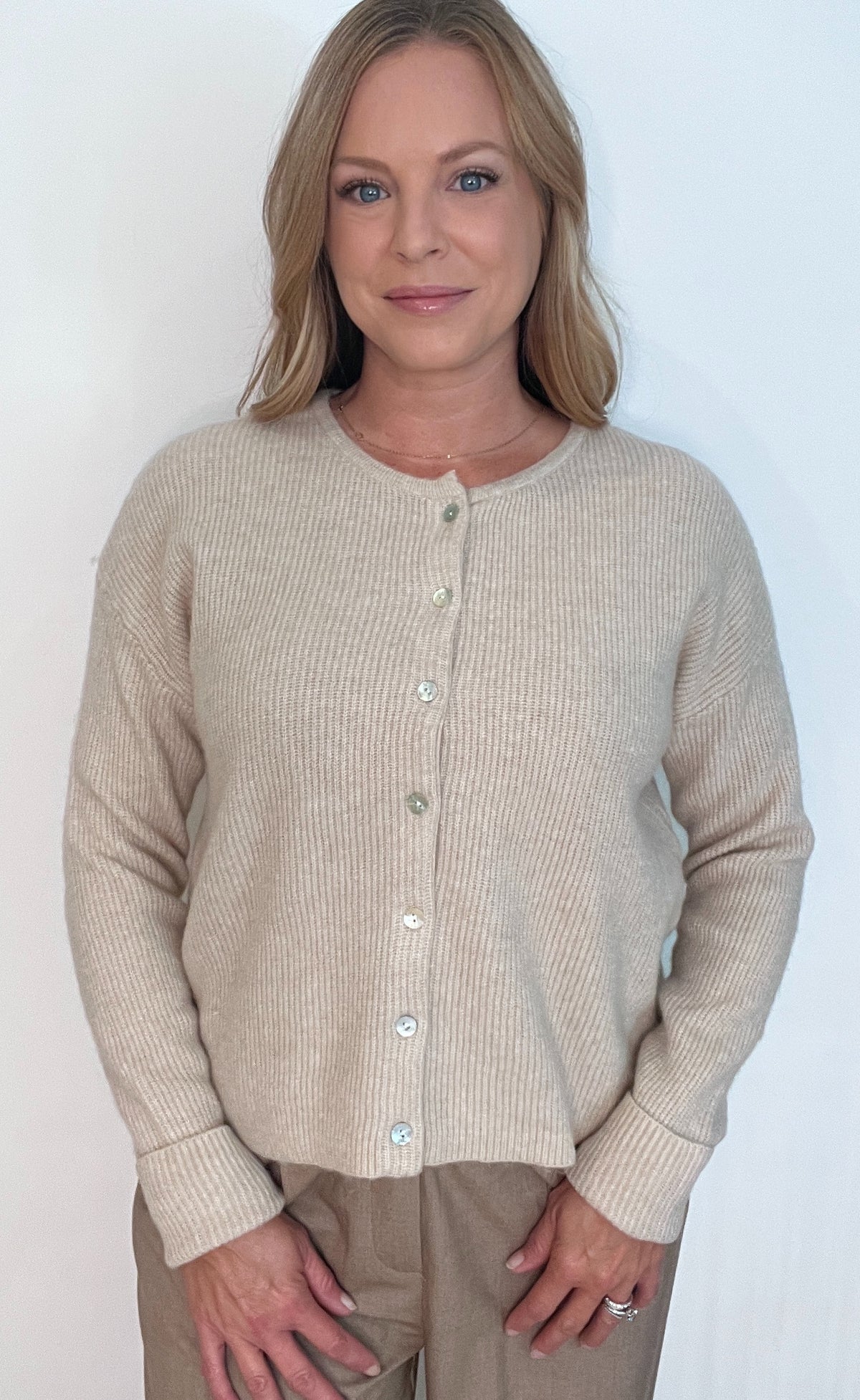 Easy Form Cardigan-Beige