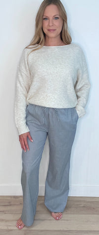 The Daily Cotton Pant-Blue/Ivory
