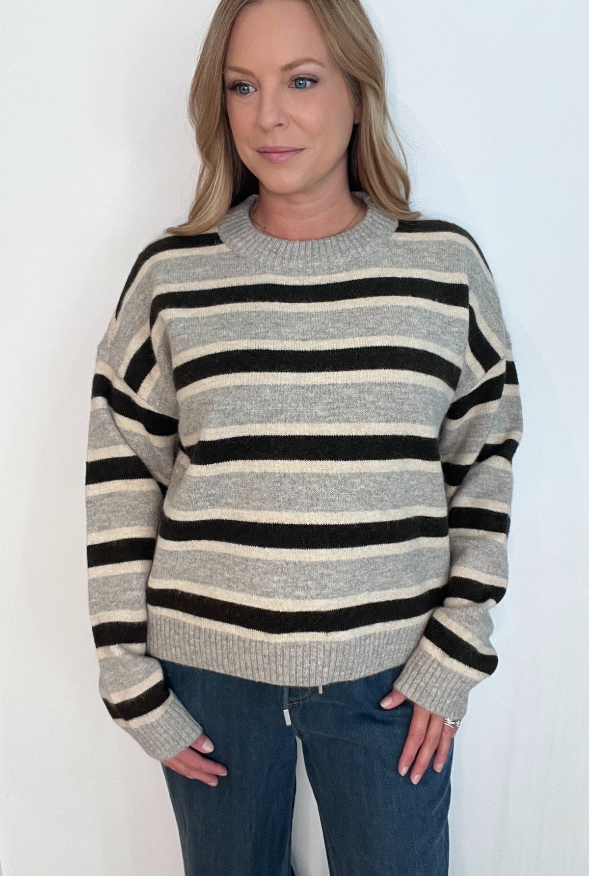 Timeless Knit Sweater- Grey/Brown