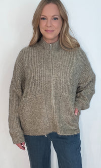 Natural Layer Zip Up-Tan