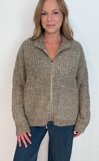 Natural Layer Zip Up-Tan