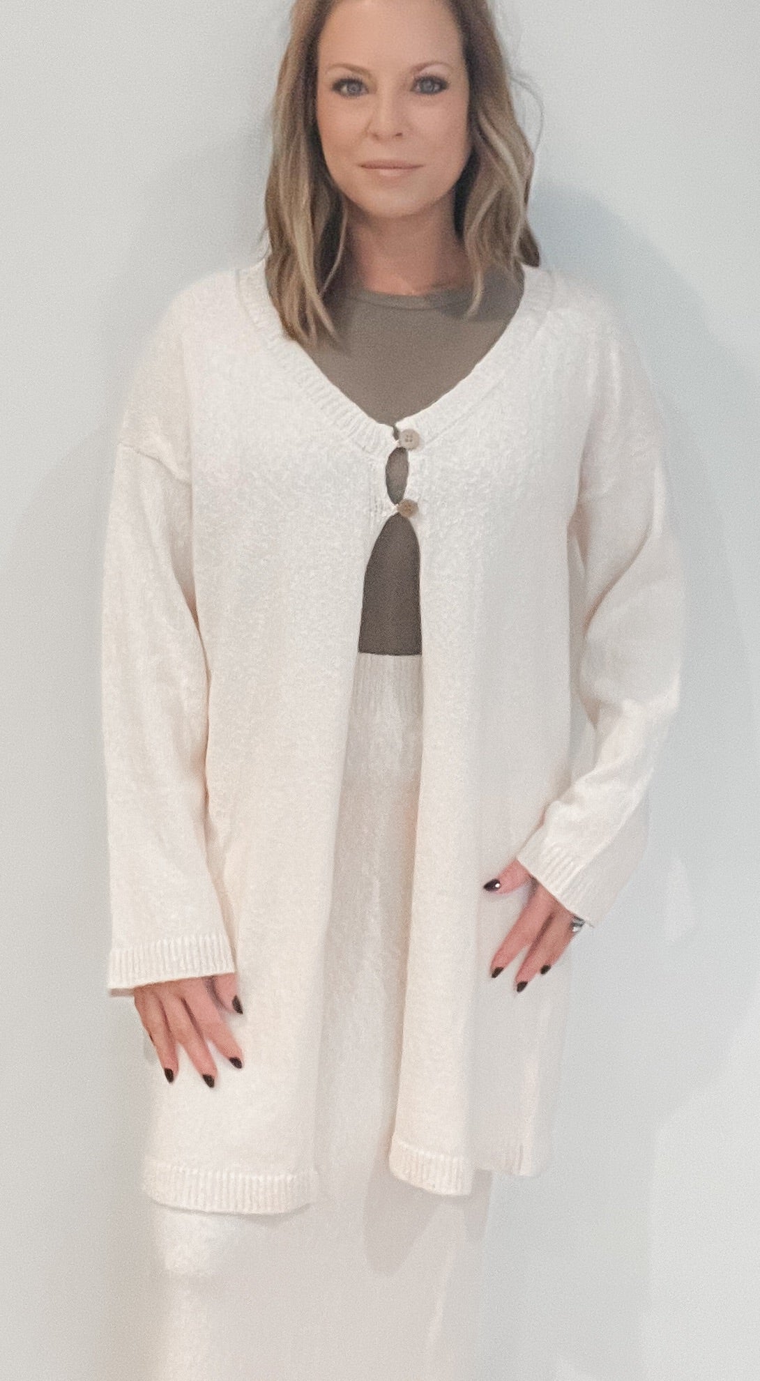 Jamie Midi Cardigan-Cream -Final Sale