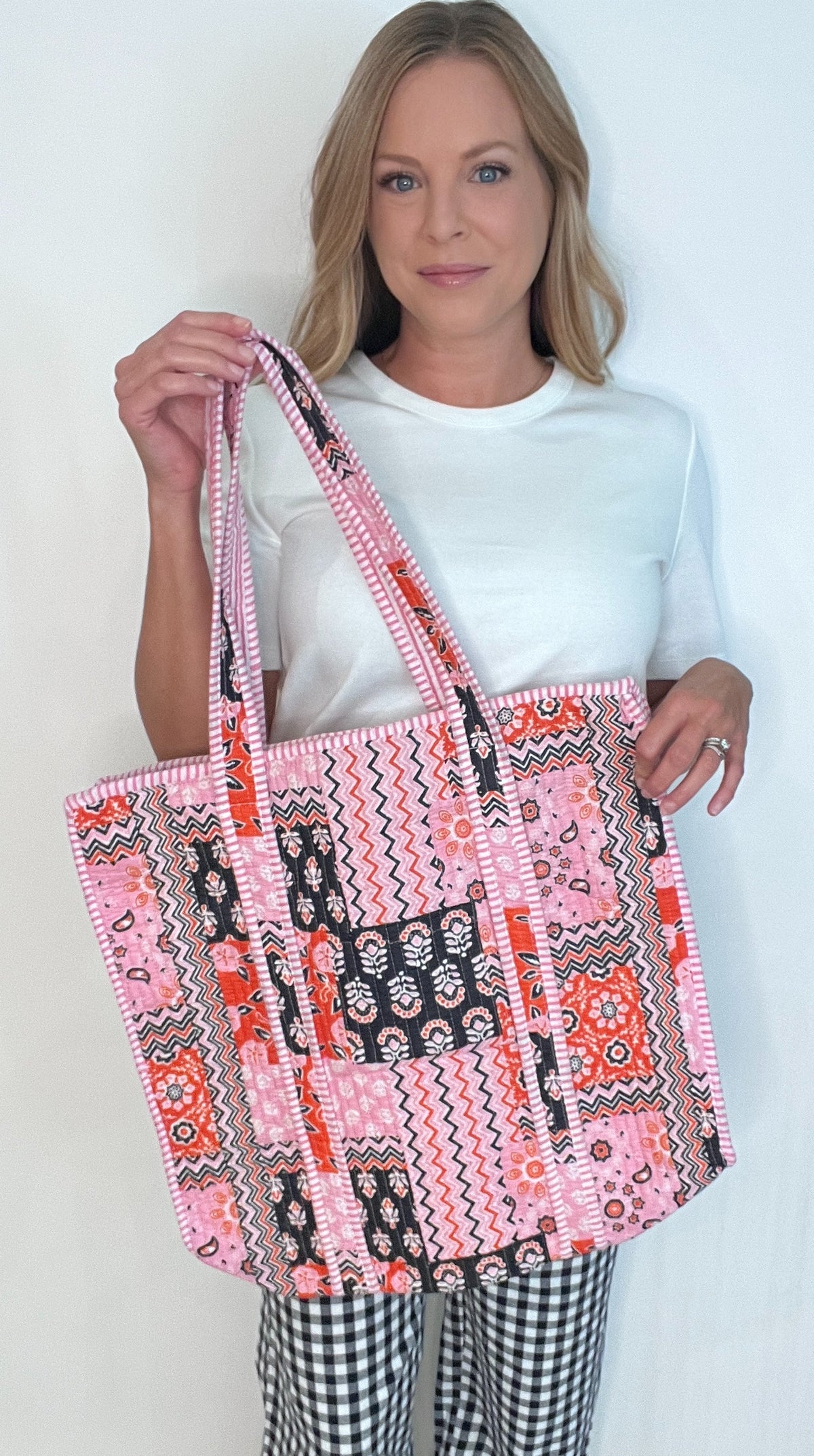 The Rosalie Cotton Tote-Pink Multi