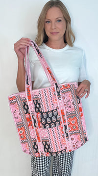 The Rosalie Cotton Tote-Pink Multi