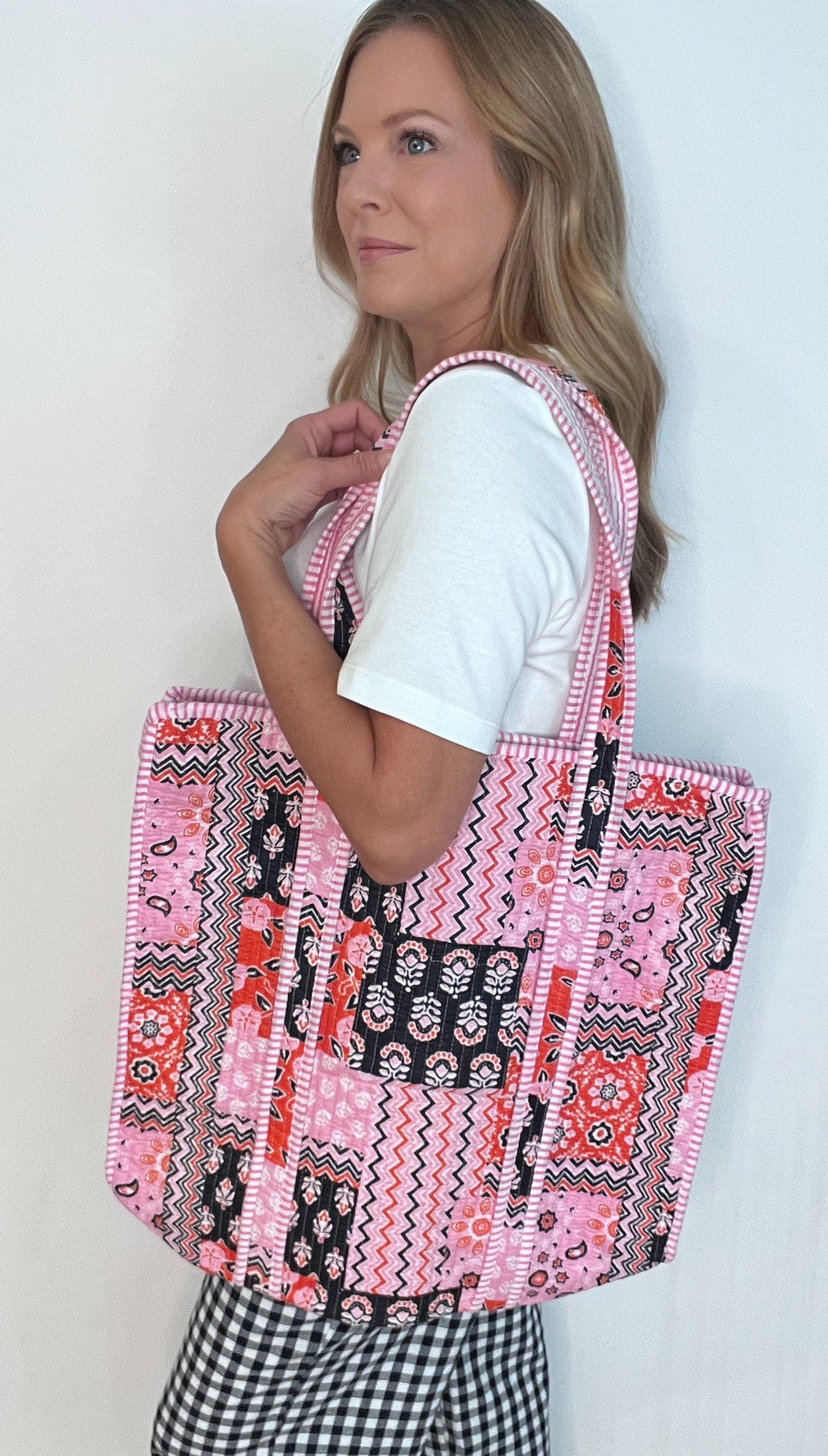 The Rosalie Cotton Tote-Pink Multi