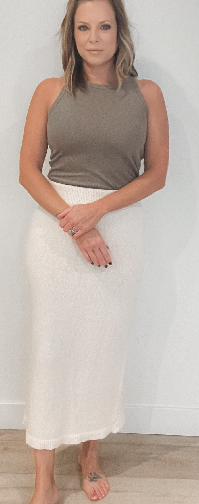 Jamie Knit Midi Skirt-Cream -Final Sale