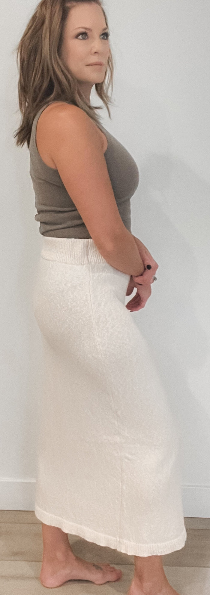 Jamie Knit Midi Skirt-Cream -Final Sale