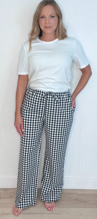 The Gingham Lounge Pant-Navy/White