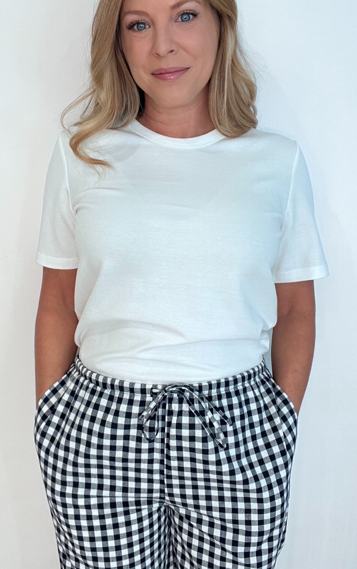 The Gingham Lounge Pant-Navy/White