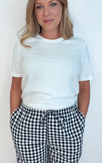 The Gingham Lounge Pant-Navy/White