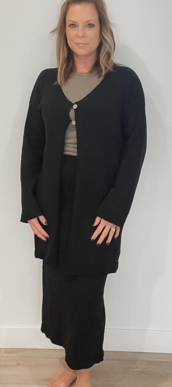 Jamie Midi Cardigan-Black -Final Sale
