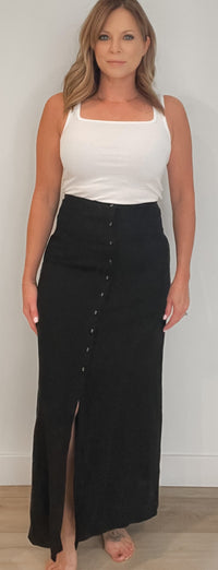 Novella 100% Linen Skirt-Black-Final Sale